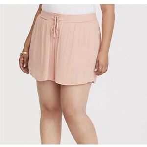 Torrid Lace Up Crepe Shorts Womens Plus 1X Pink Peach Chino Hi Rise